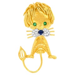 Broche Lion fantaisiste des années 60 de Cartier