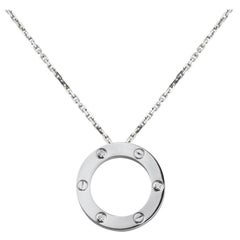 Cartier White 18 Karat Gold Three Diamond Love Pendant Necklace