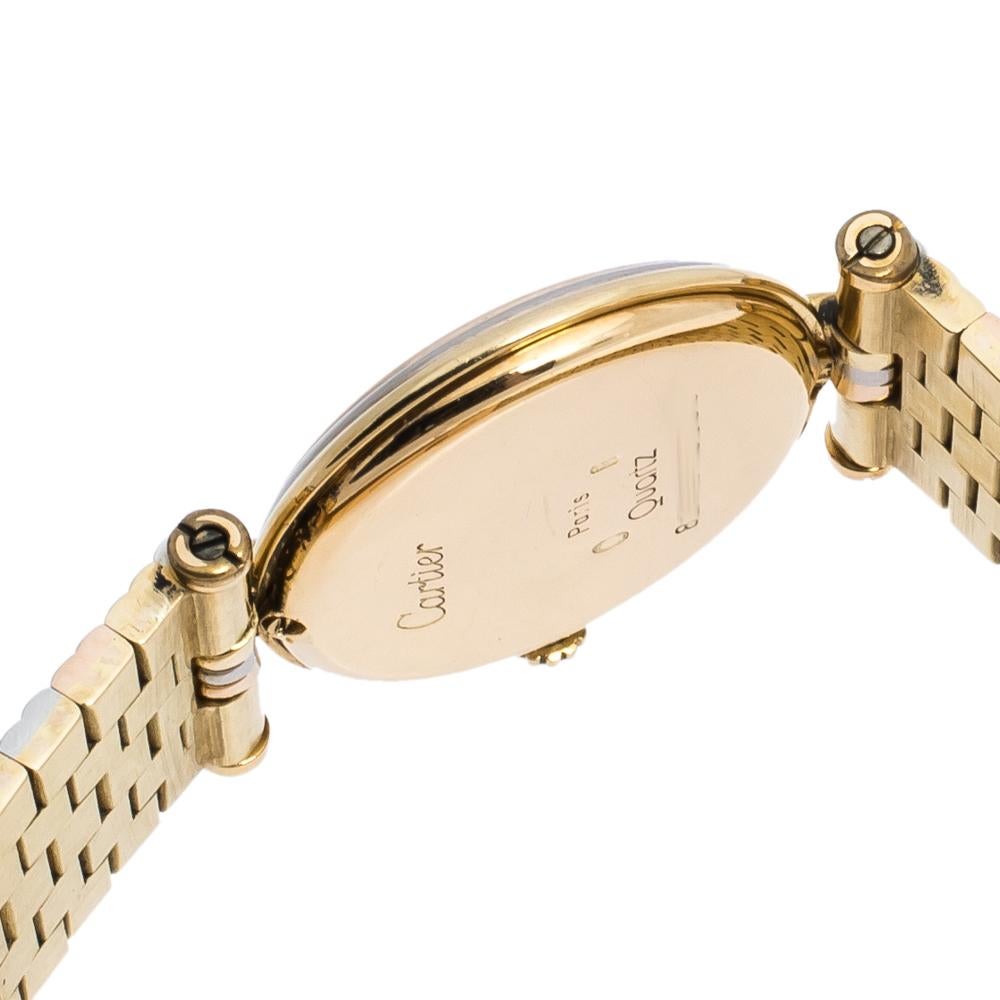 Contemporary Cartier White 18k Three Tone Gold Trinity Vendôme Women's Wristwatch 25 mm