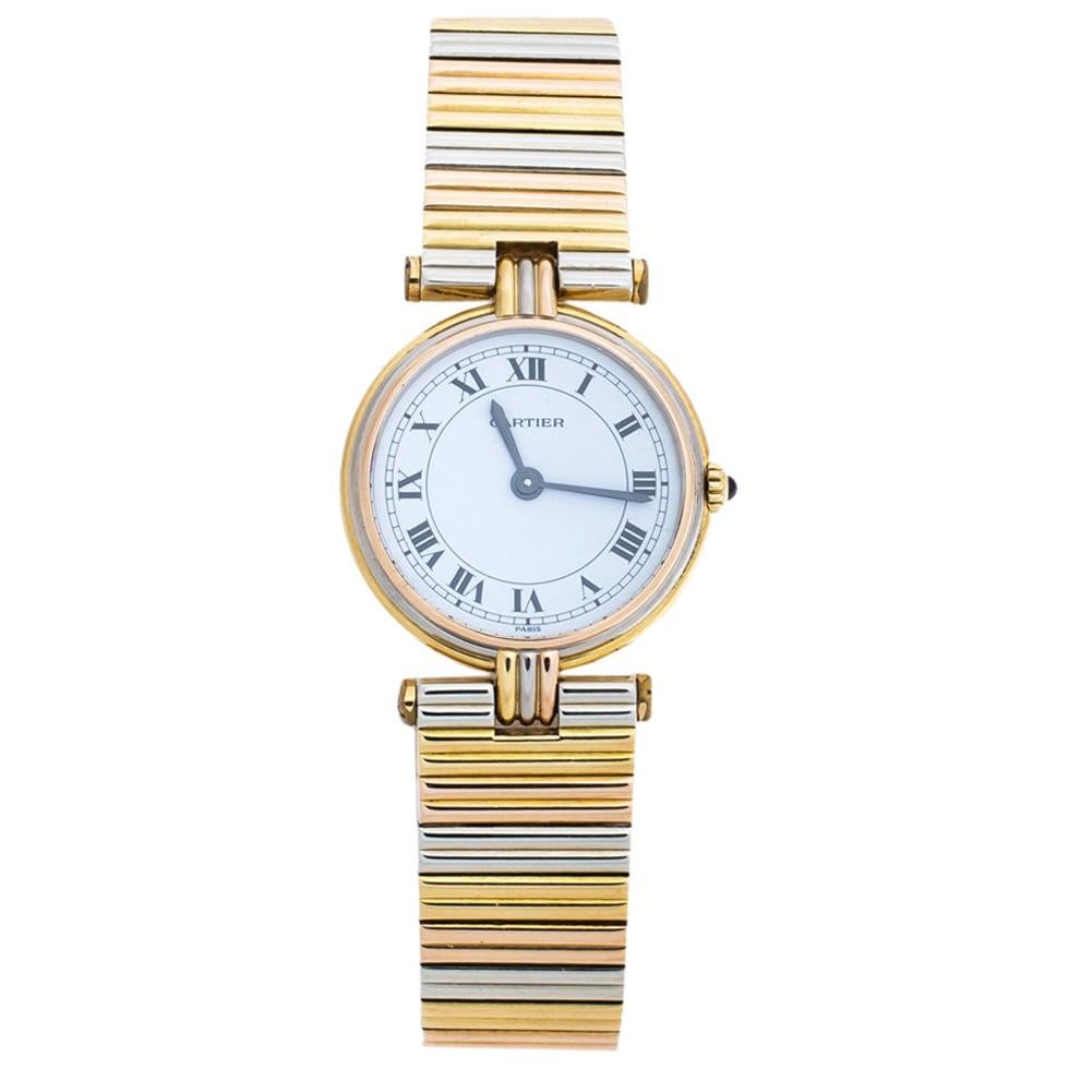 Cartier White 18k Three Tone Gold Trinity Vendôme Women's Wristwatch 25 mm