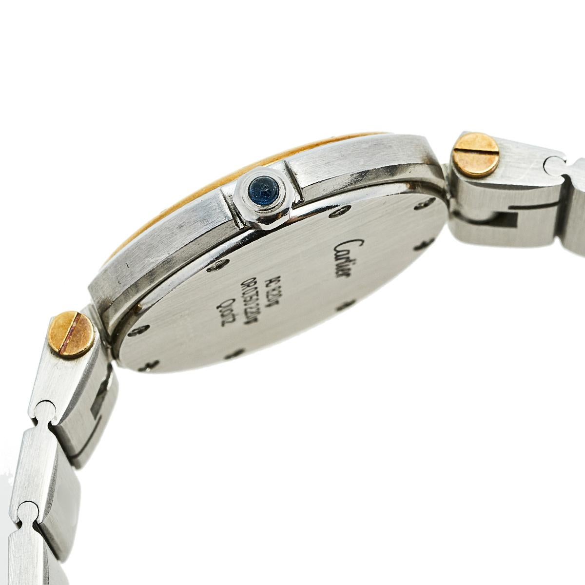 Cartier White 18k Yellow Gold Stainless Steel Santos Ronde 8191 Wristwatch 27 mm 2