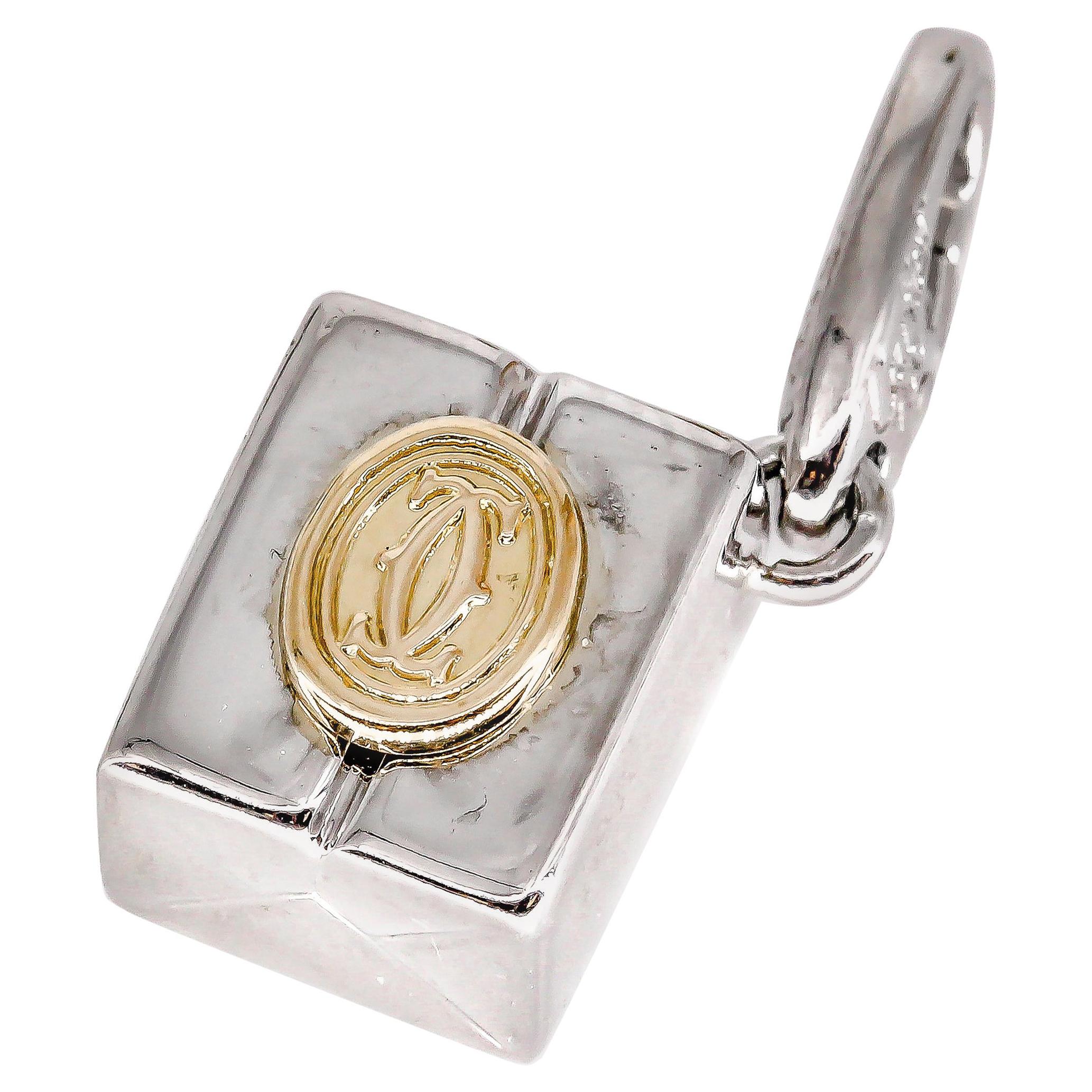 Cartier White and Yellow Gold Logo Charm