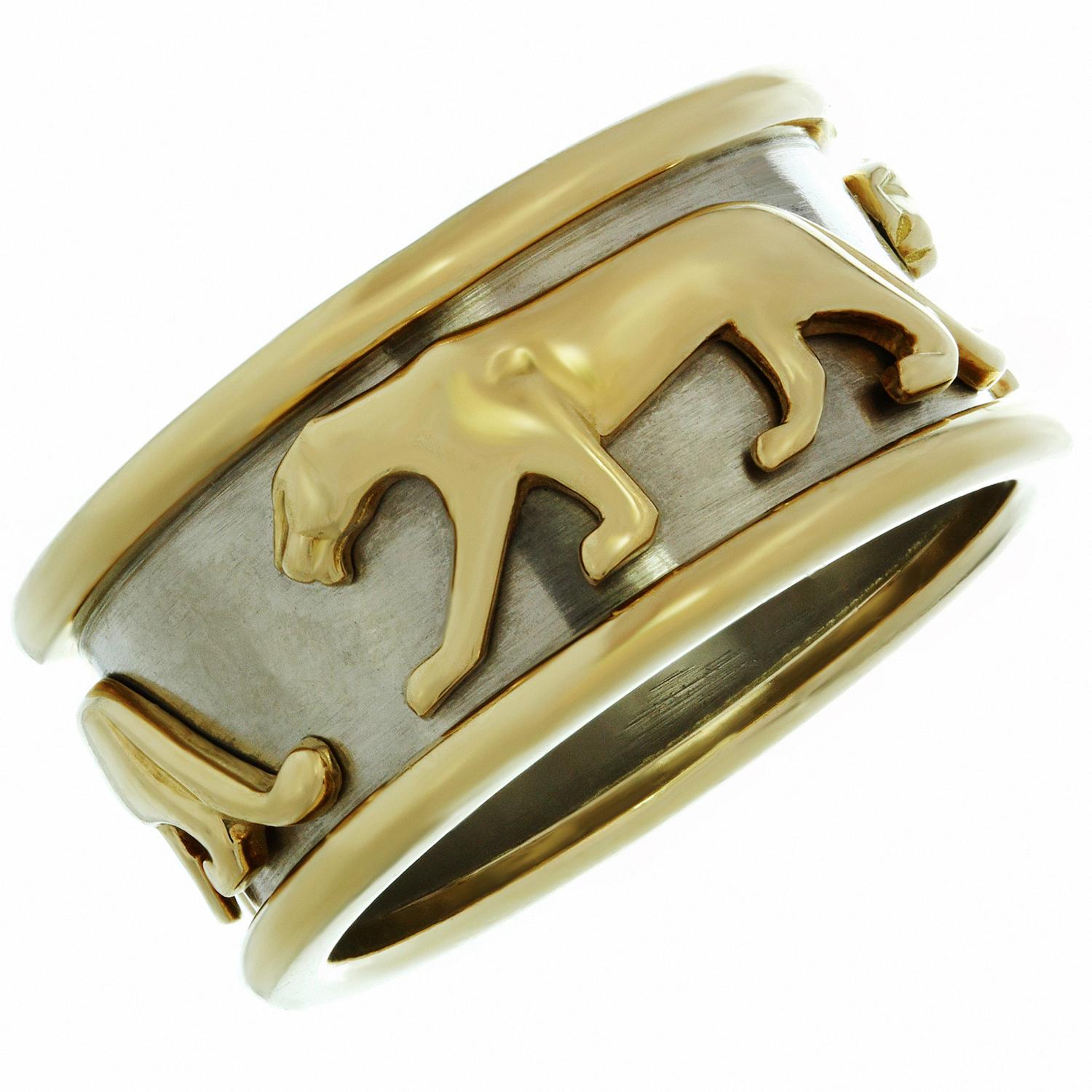 Cartier White and Yellow Gold Panther Band Ring