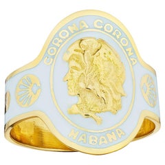 Cartier White Enamel Gold Modernist Cigar Band Ring