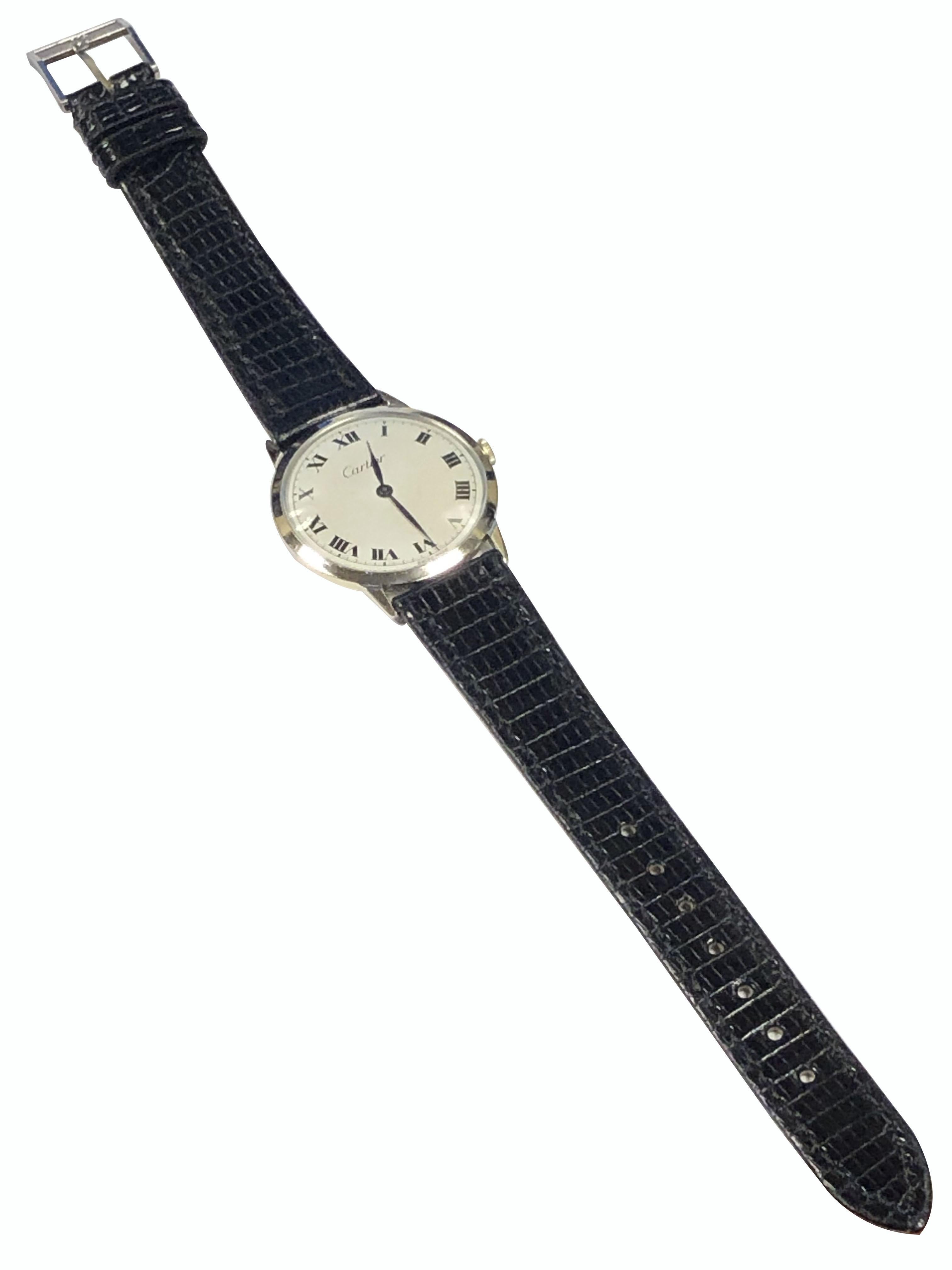 Cartier White Gold 1970s Mechanical Wristwatch 1