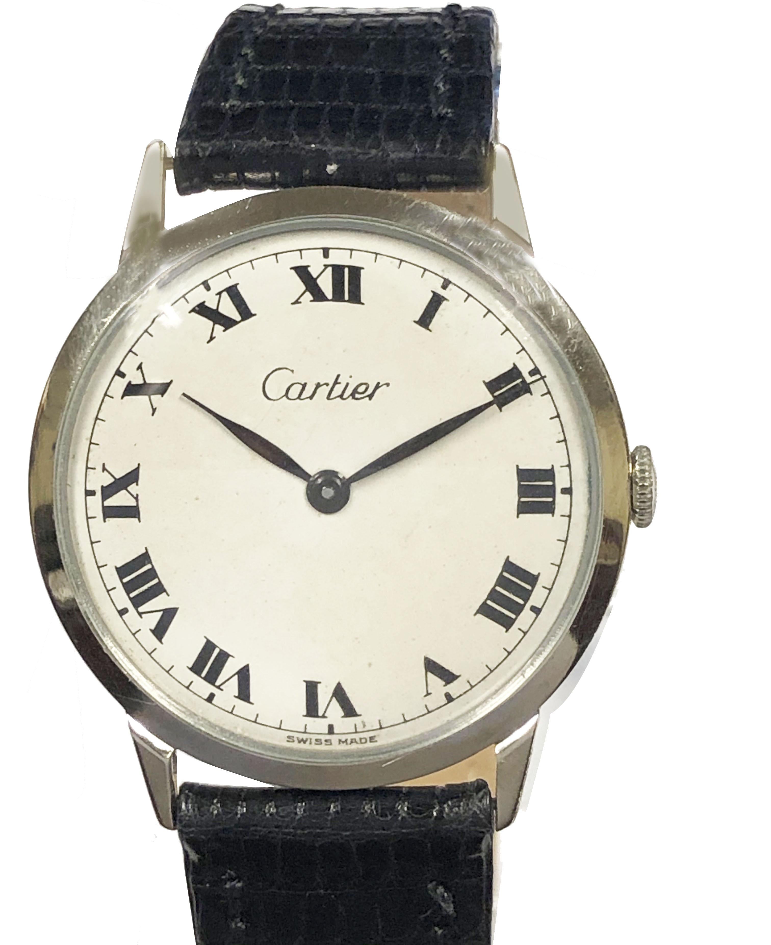 Cartier White Gold 1970s Mechanical Wristwatch 2
