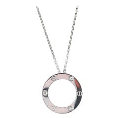 Cartier White Gold 3-Diamond Love Circle Charm Necklace