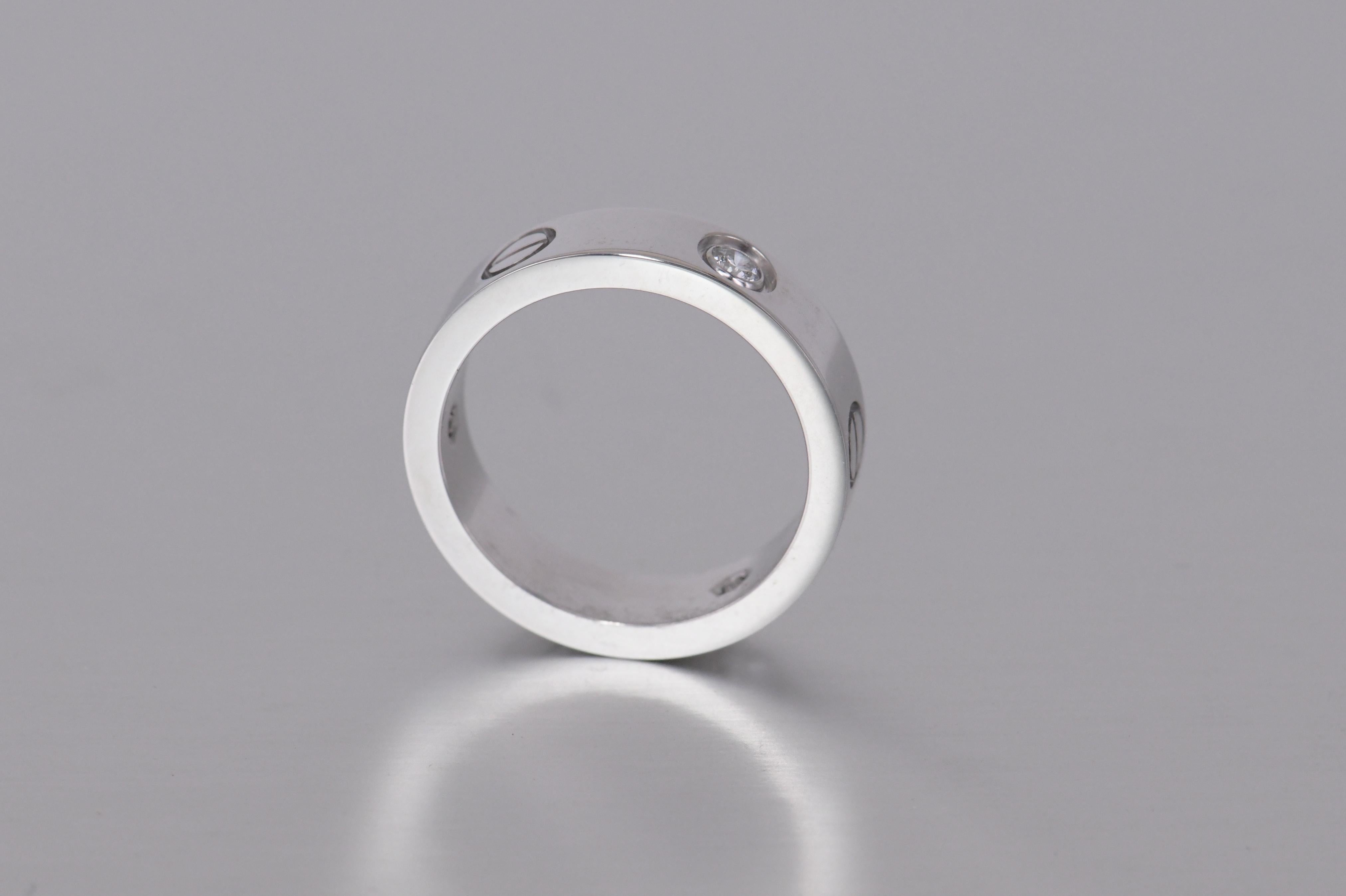 Cartier White Gold 3 Diamond Love Ring 2