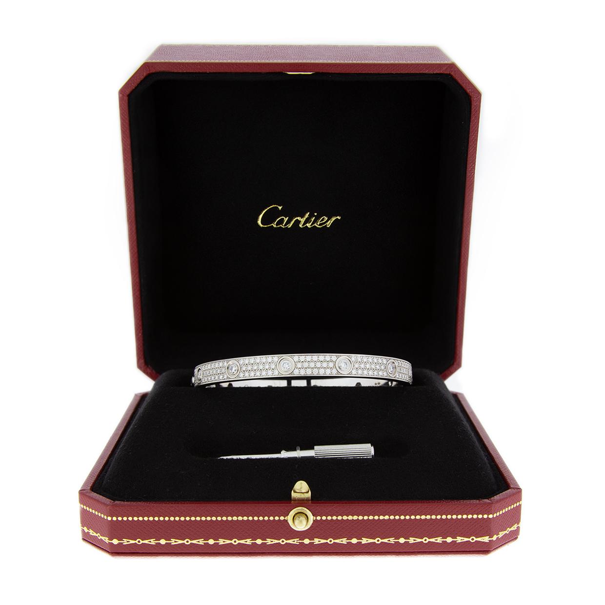 Cartier White Gold 3.15 Carat Round Diamond Bangle Bracelets 1
