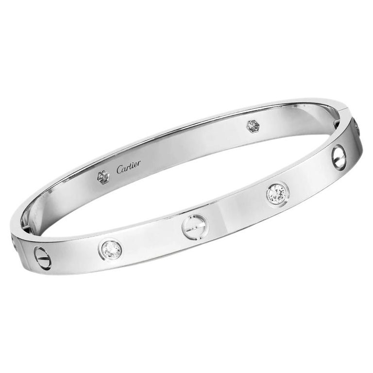 Cartier White Gold 4 Diamond Love Bracelet For Sale at 1stDibs