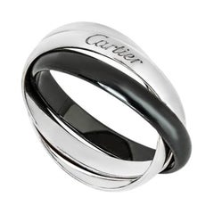 Cartier White Gold and Ceramic Trinity de Cartier Ring Size 63 B4234100