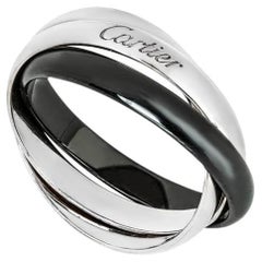 Cartier White Gold and Ceramic Trinity de Cartier Ring Size 63 B4234100