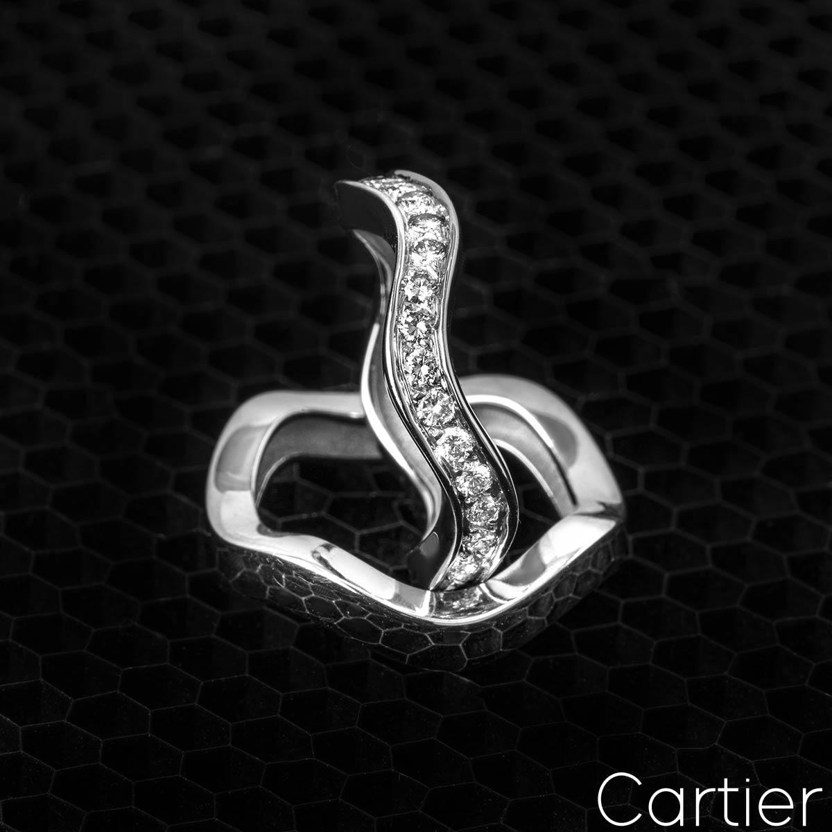 Cartier White Gold and Diamond Double Stacker Rings In Excellent Condition For Sale In London, GB