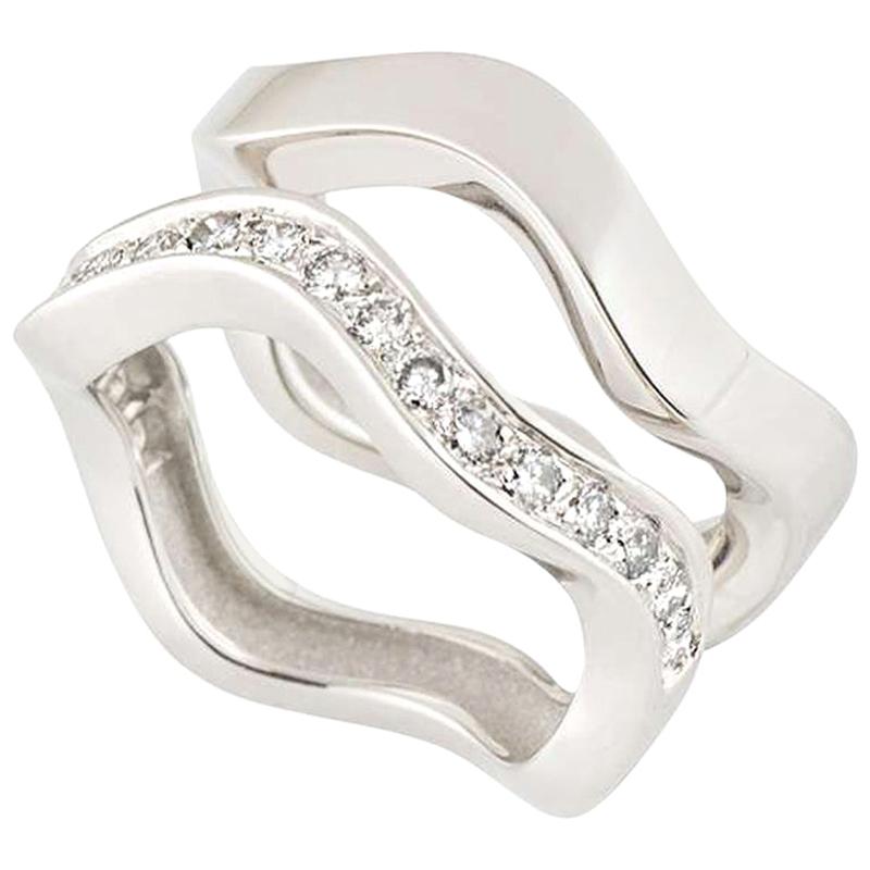 Cartier White Gold and Diamond Double Stacker Rings For Sale