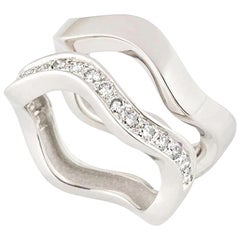 Used Cartier White Gold and Diamond Double Stacker Rings