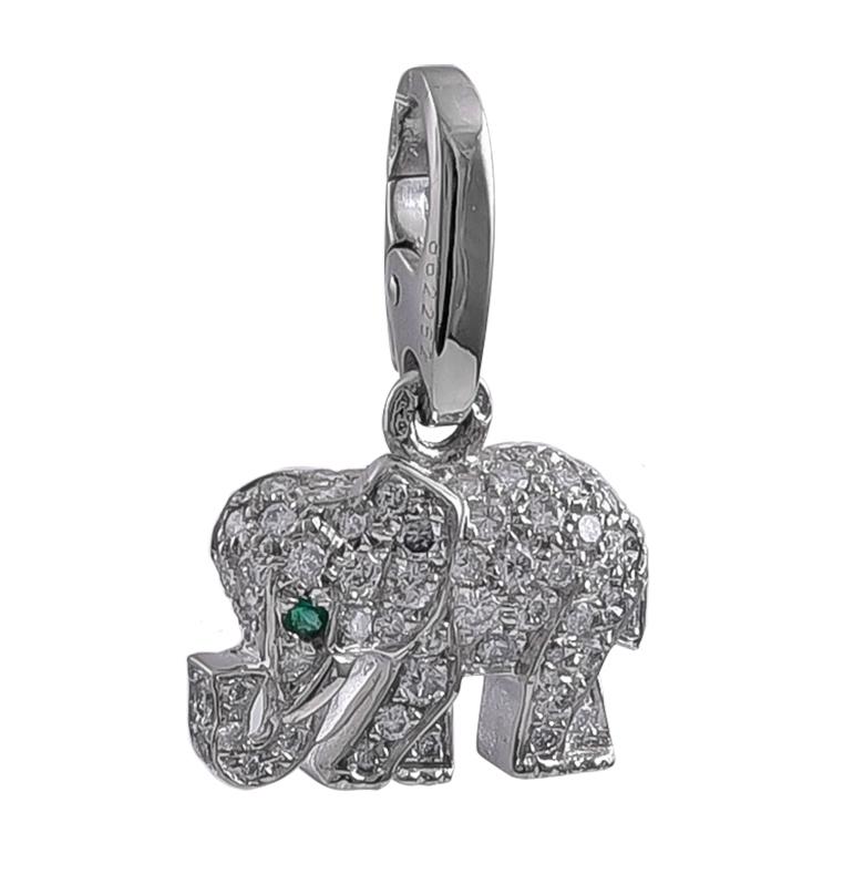 Cartier White Gold and Diamond Elephant Charm In Excellent Condition In New York, NY
