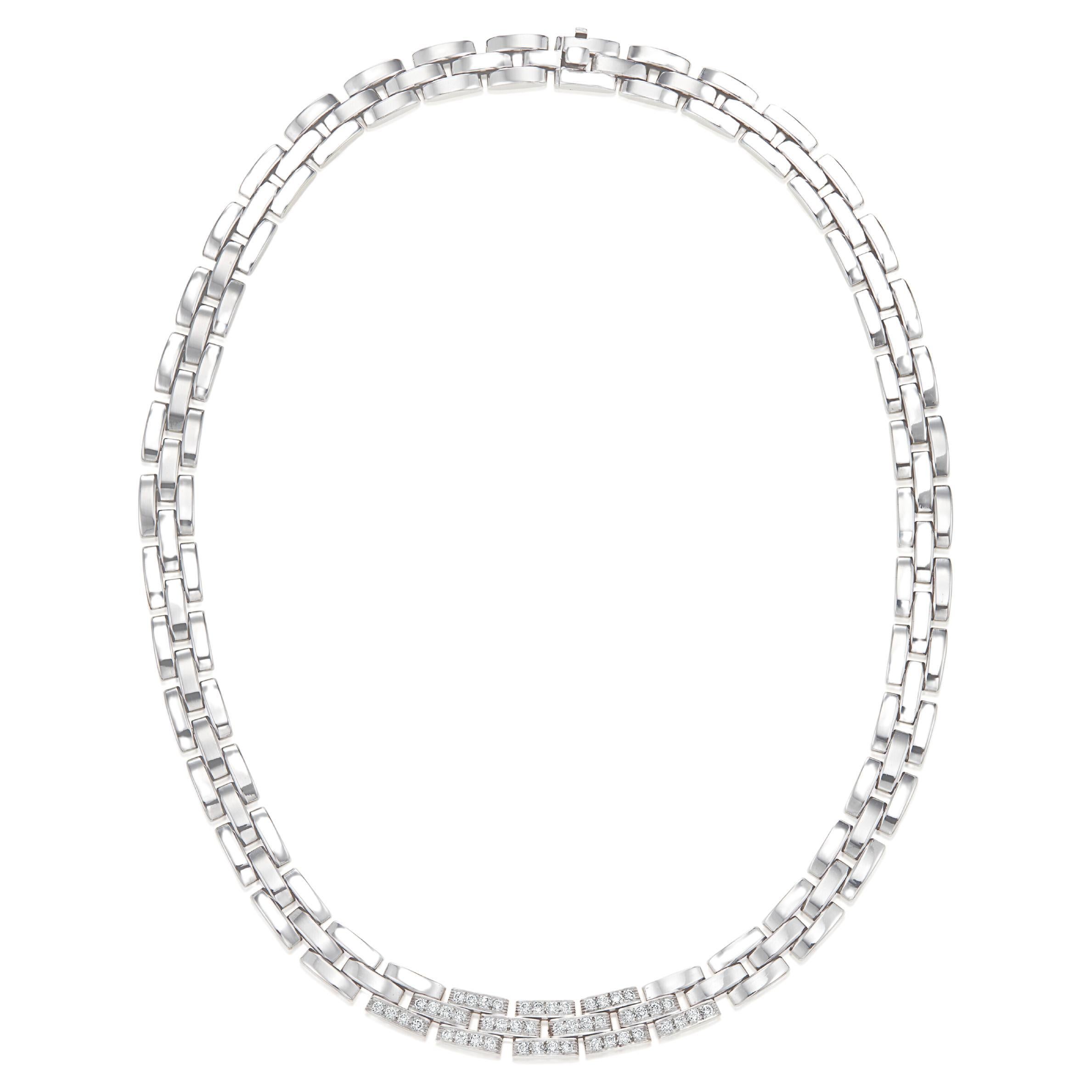 Cartier White Gold and Diamond 'Panthere' Tyrana' Necklace For Sale