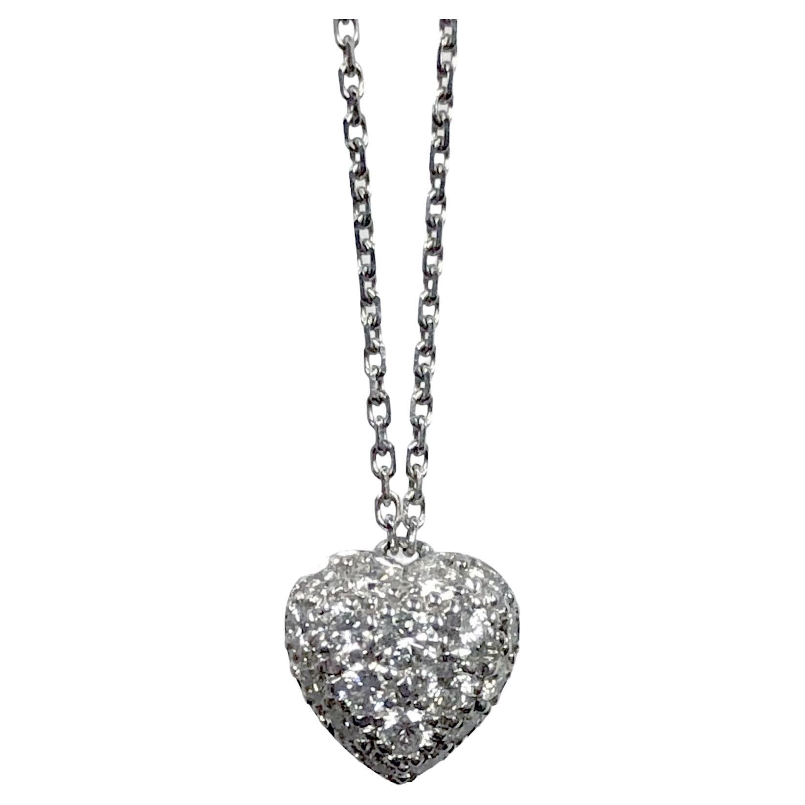 Cartier White Gold and Diamond Pave Heart Pendant necklace