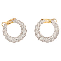 Vintage Cartier White gold and Yellow Gold and Diamond Hoop Earrings