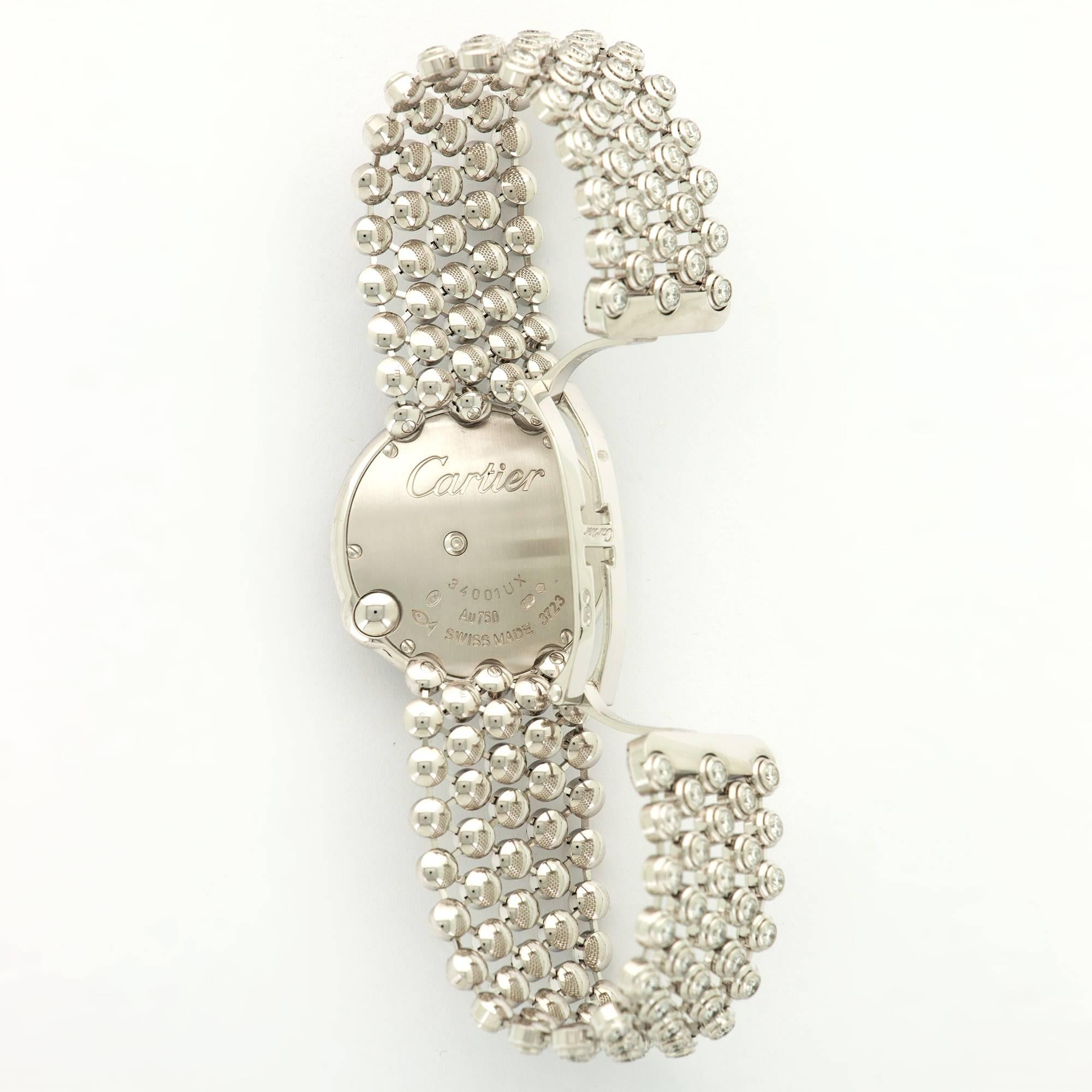 Modern Cartier White Gold Diamond Ballon Blanc Bracelet Wristwatch, circa 2014
