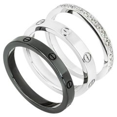 Cartier White Gold, Ceramic & Diamond Love Bands Size 51 B4097800