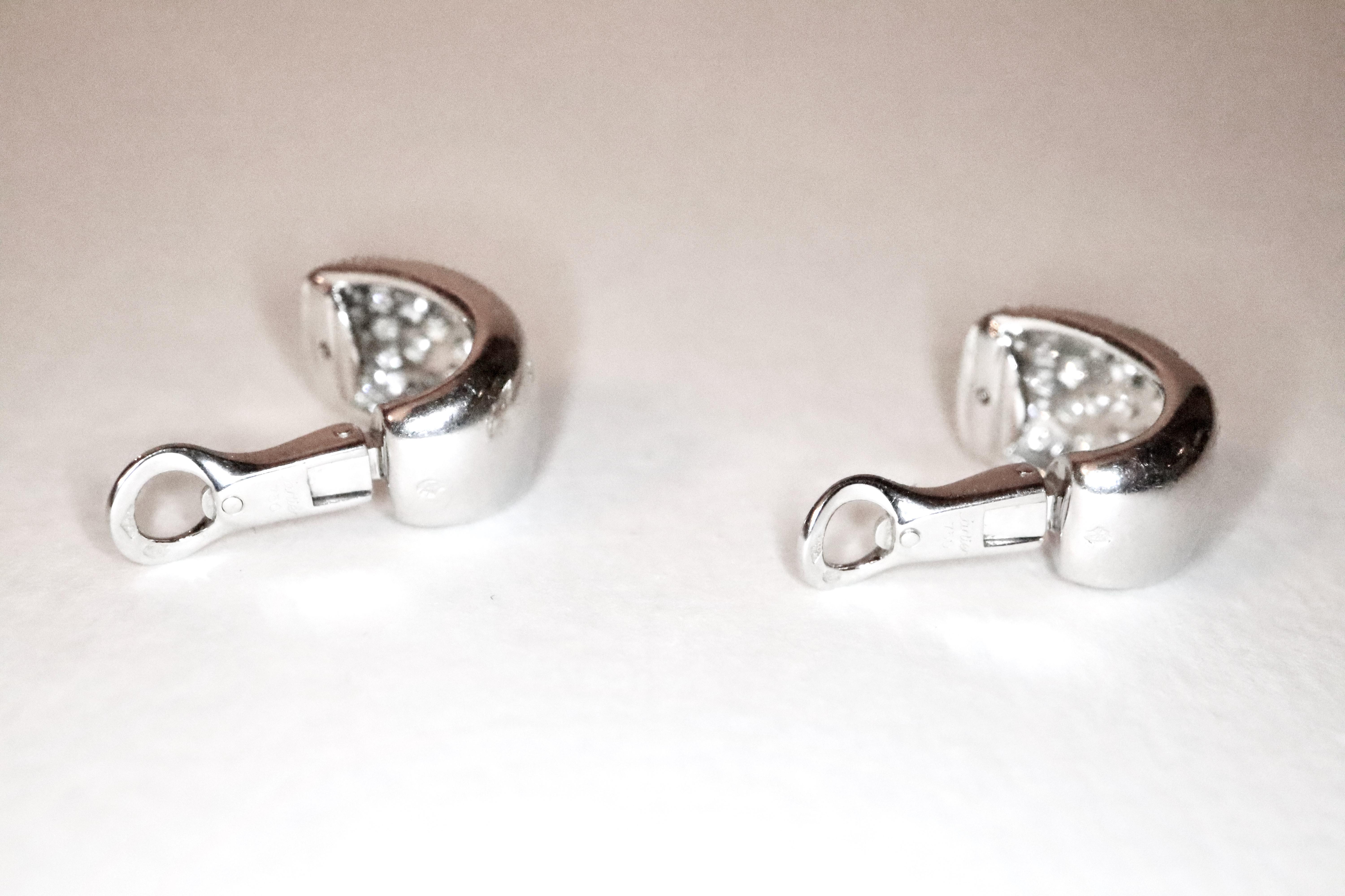 Cartier White Gold Clip Earrings Paved with Diamonds For Sale 8