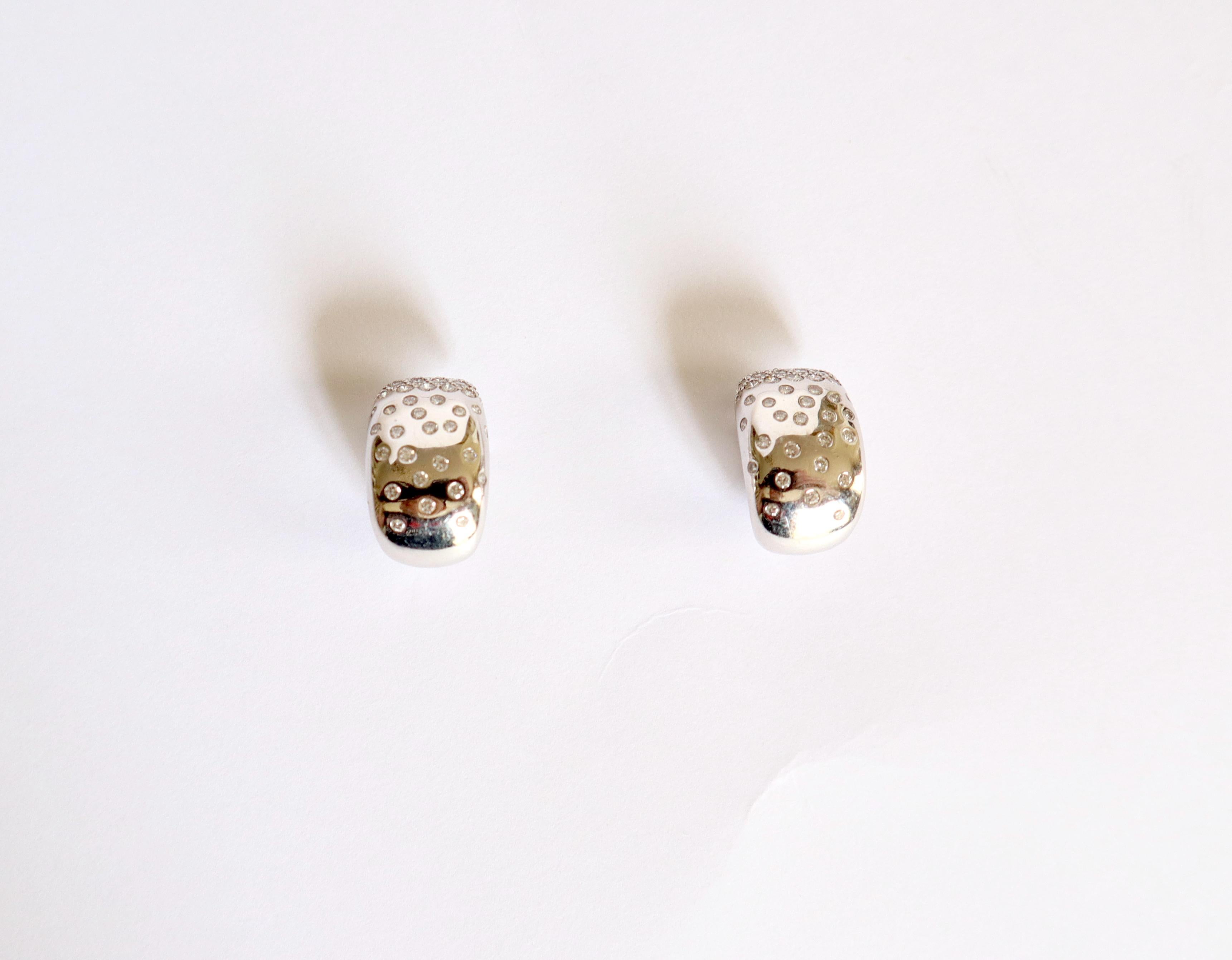 Brilliant Cut Cartier White Gold Clip Earrings Paved with Diamonds For Sale