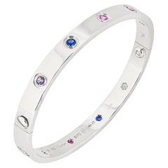 Cartier White Gold Coloured Stones Love Bracelet Size 17 B6036317