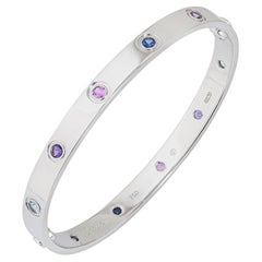 Cartier White Gold Coloured Stones Love Bracelet Size 17 B6036317