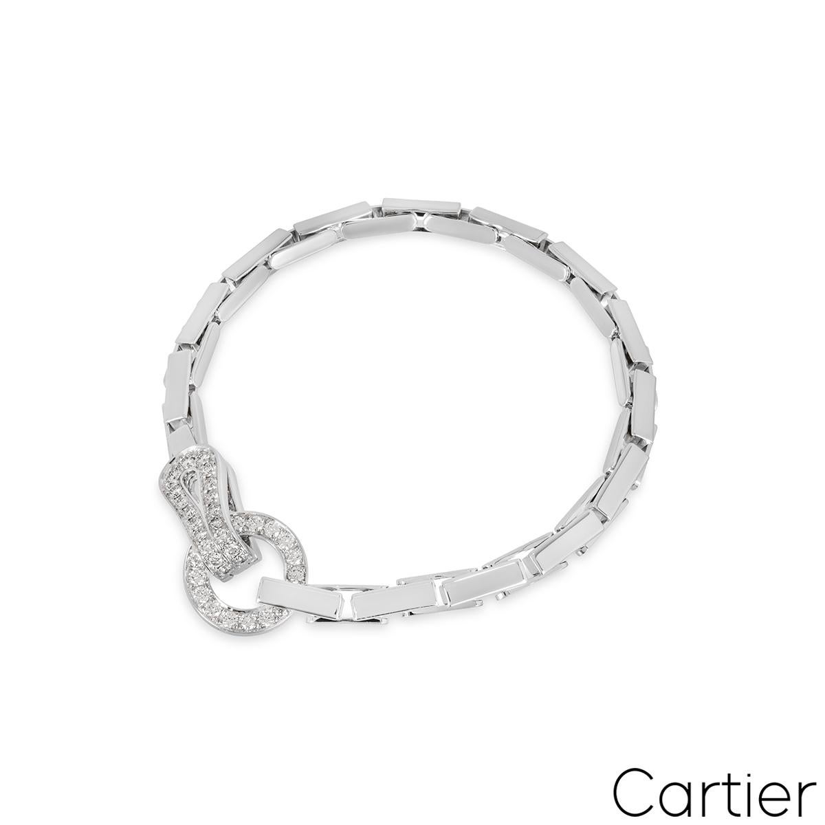 Round Cut Cartier White Gold Diamond Agrafe Bracelet Watch