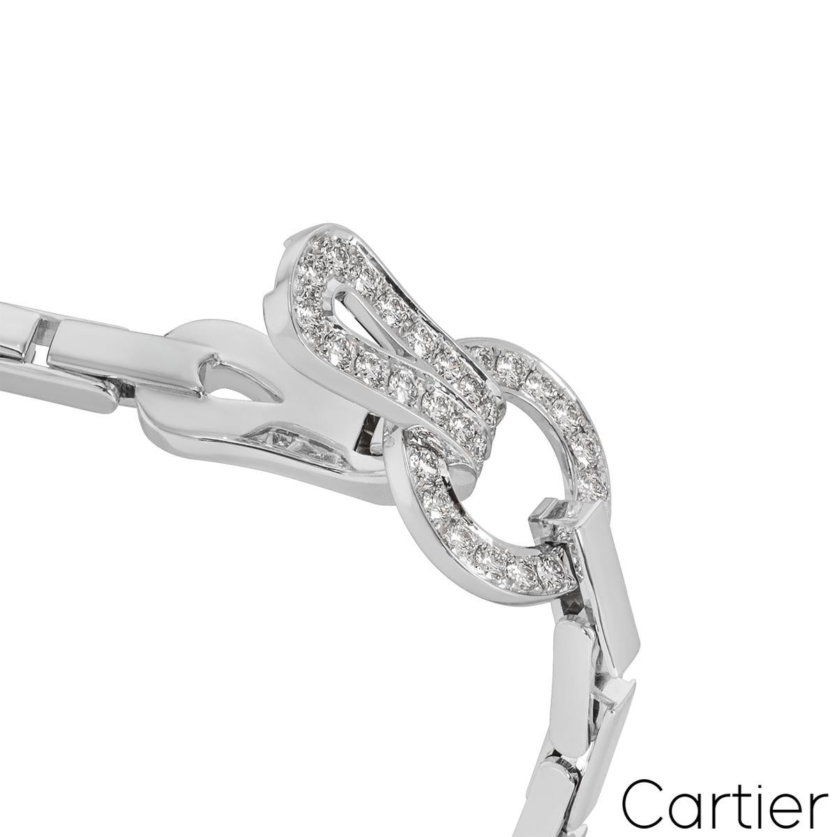 Women's or Men's Cartier White Gold Diamond Agrafe Bracelet Watch