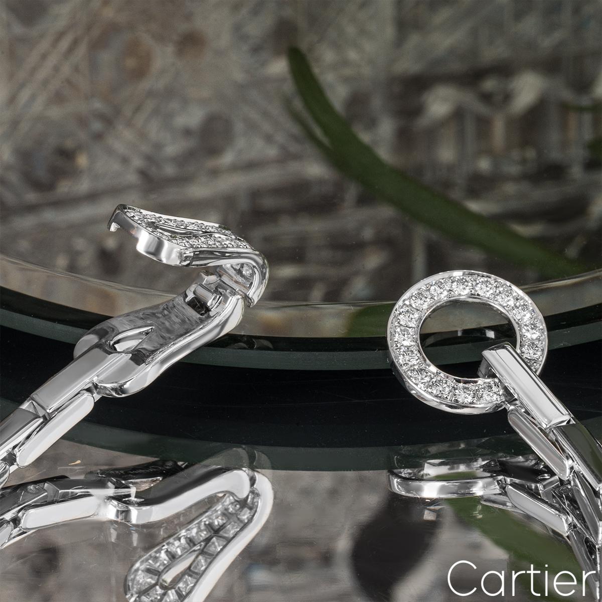 Cartier White Gold Diamond Agrafe Bracelet Watch 4