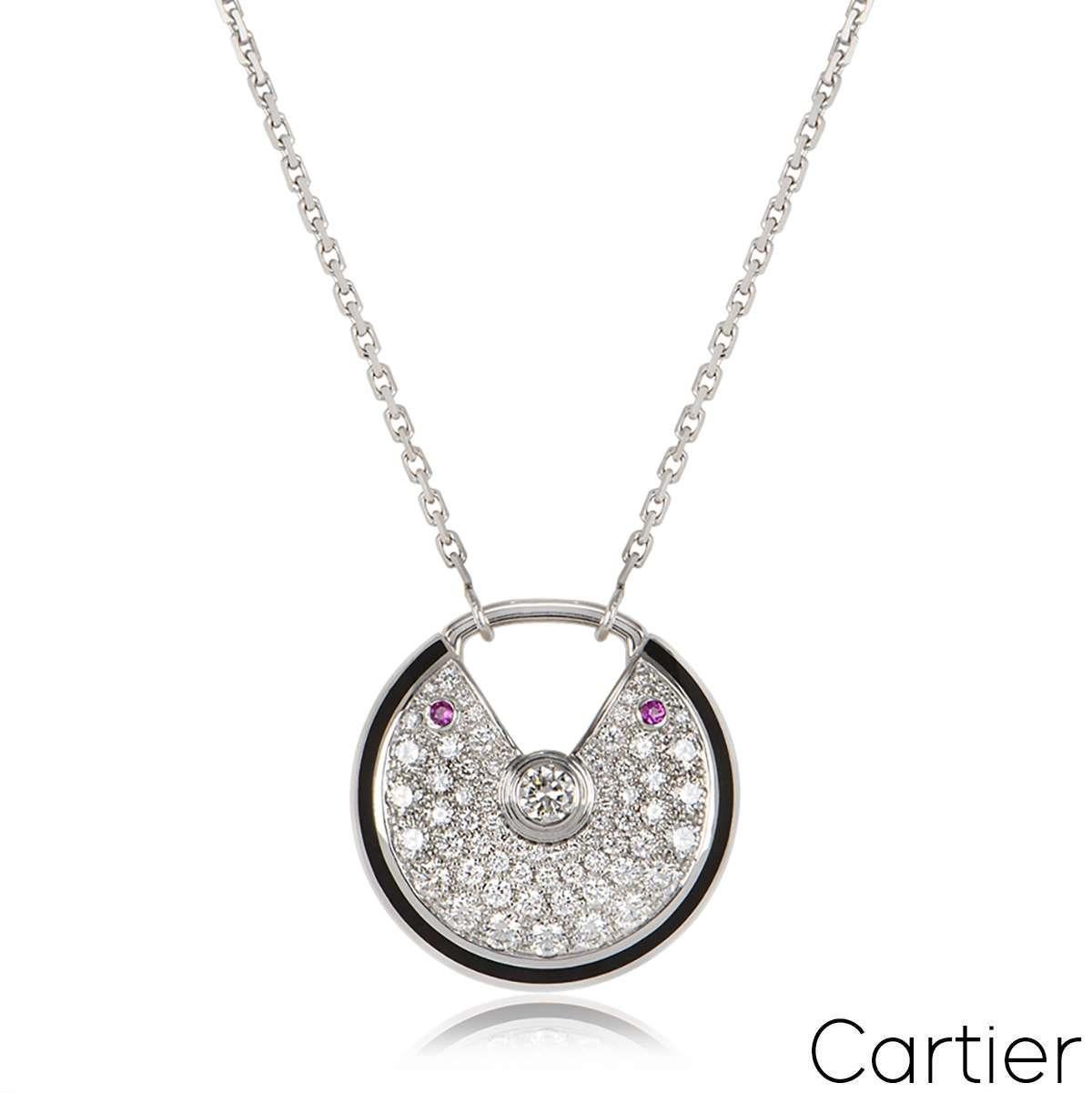 Cartier White Gold Diamond Amulette De Cartier Necklace In Excellent Condition In London, GB