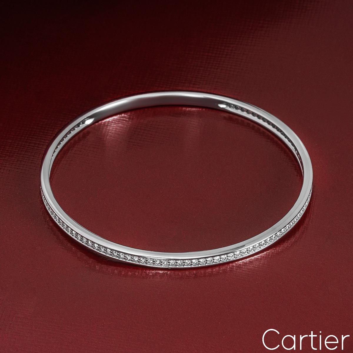 Cartier Bracelet jonc en or blanc et diamants 2,90TDW en vente 3
