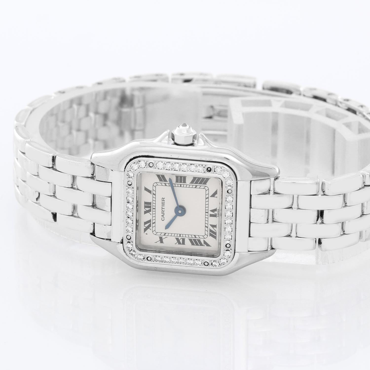 Cartier White Gold Diamond Bezel Panther Quartz Wristwatch Ref WF3091F3 In Excellent Condition In Dallas, TX
