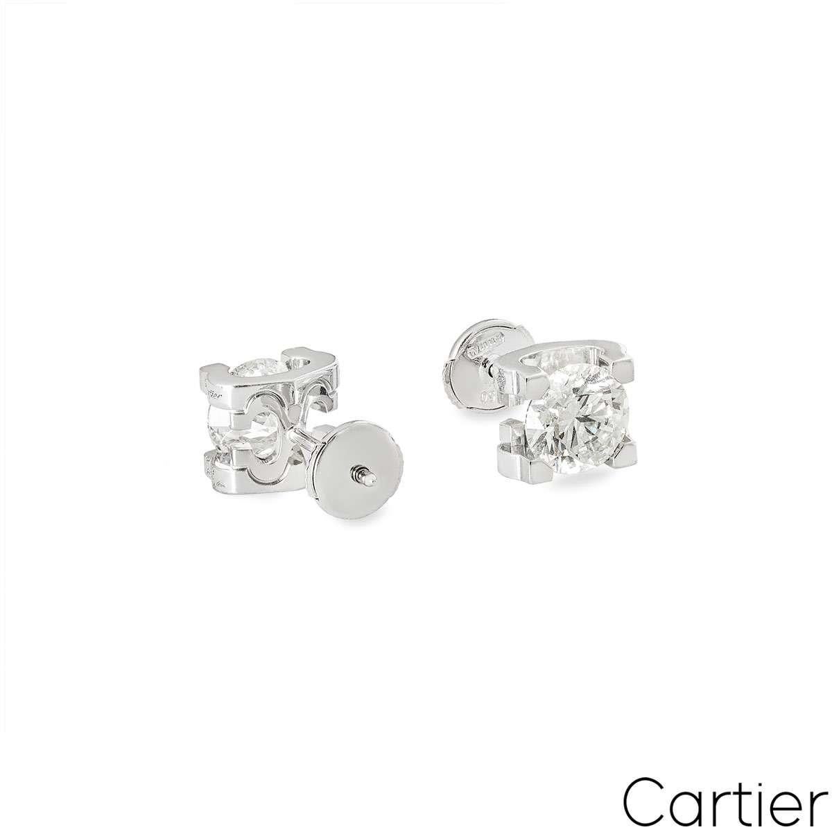 Brilliant Cut Cartier White Gold Diamond C de Cartier Earrings 2.70ct TDW XXX N8515148