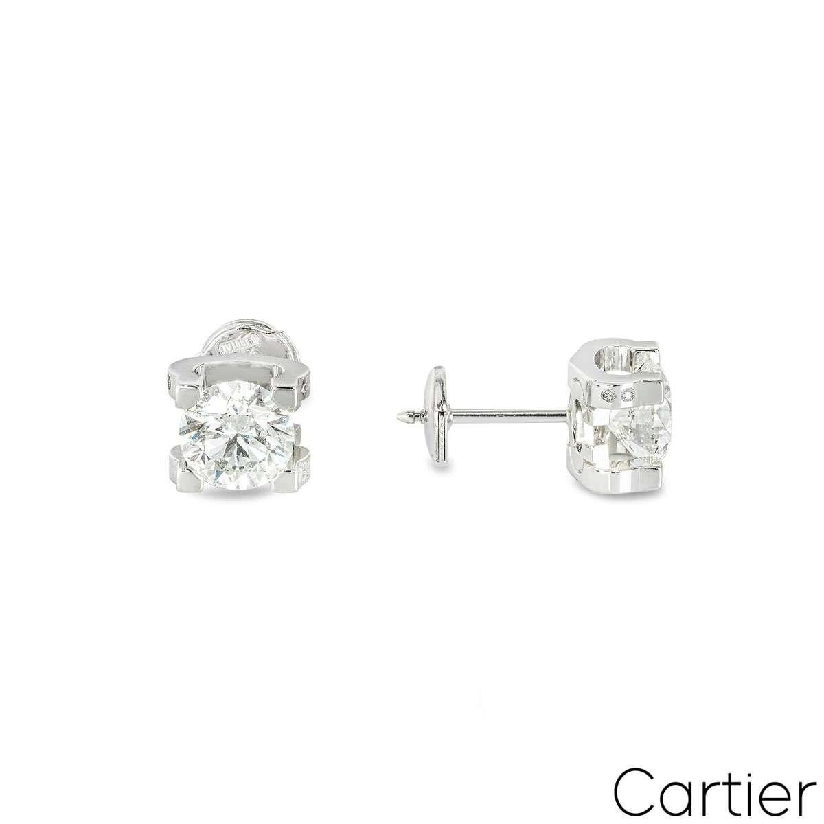 Cartier White Gold Diamond C de Cartier Earrings 2.70ct TDW XXX N8515148 In Excellent Condition In Mayfair, London, London