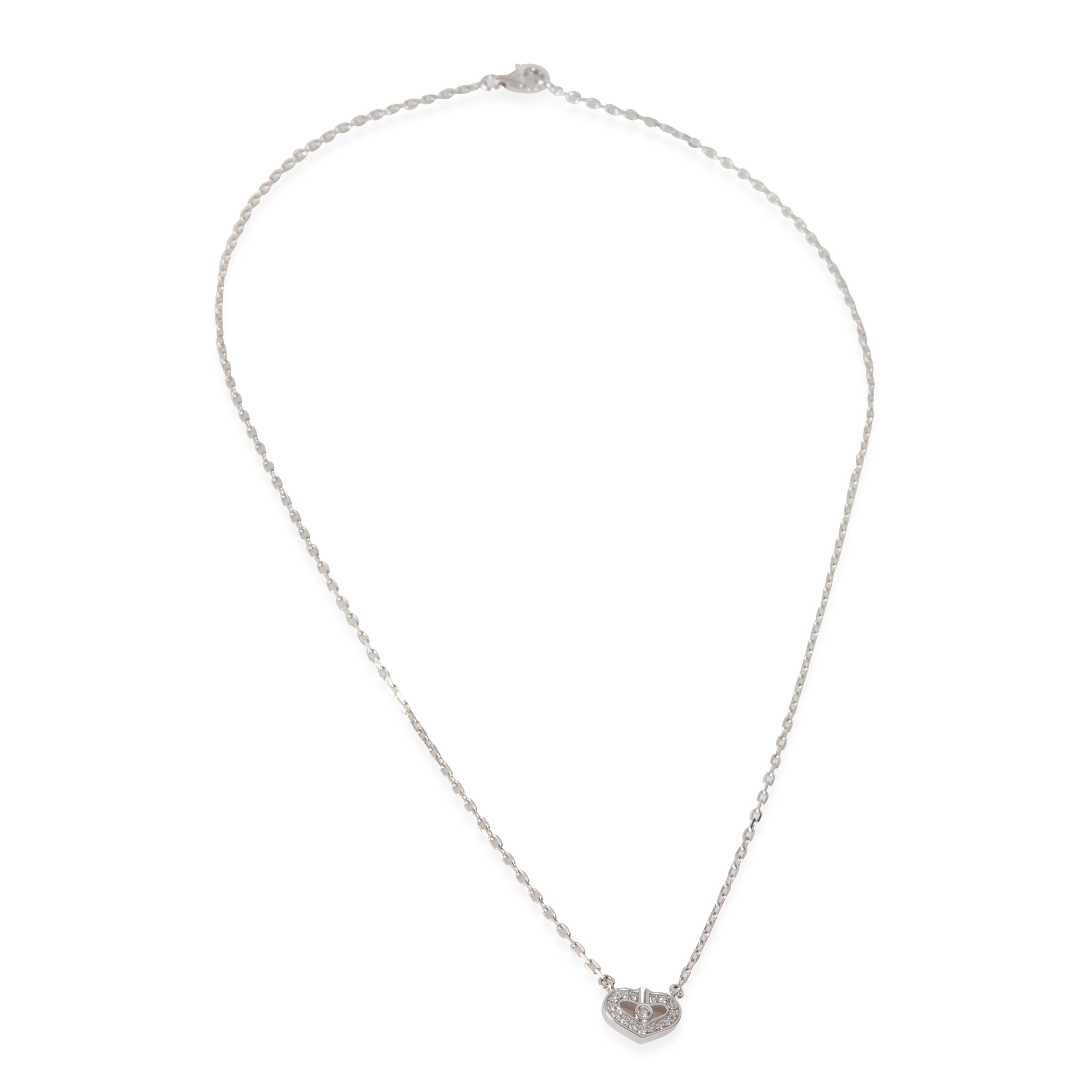 Cartier White Gold Diamond C de Cartier Heart Necklace Excellent état - En vente à New York, NY