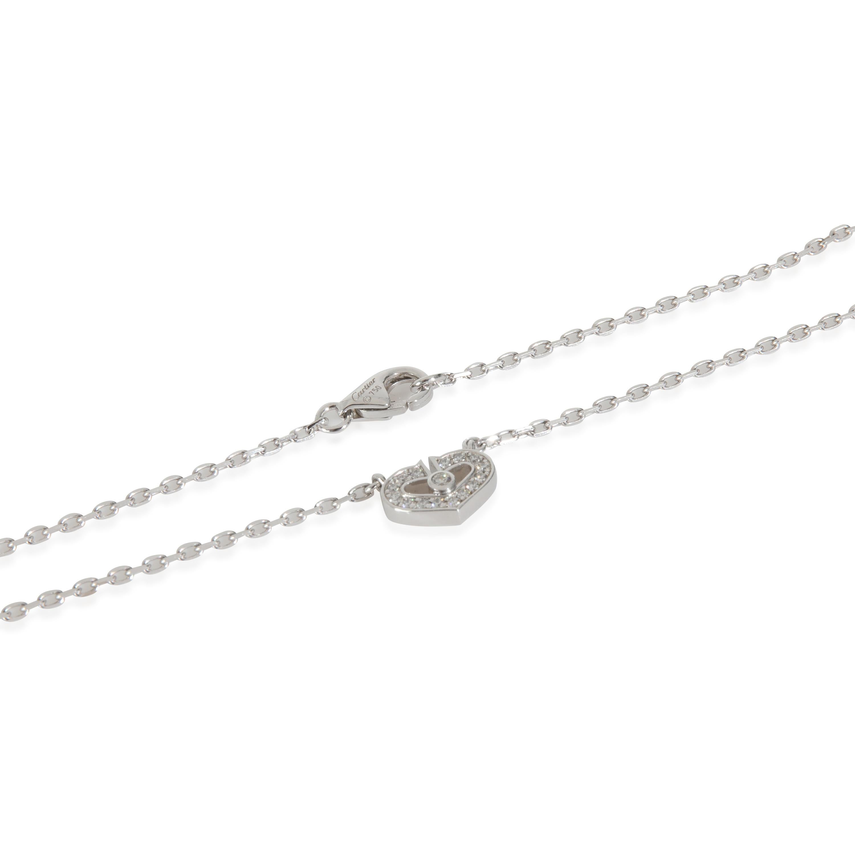 Cartier White Gold Diamond C de Cartier Heart Necklace Unisexe en vente