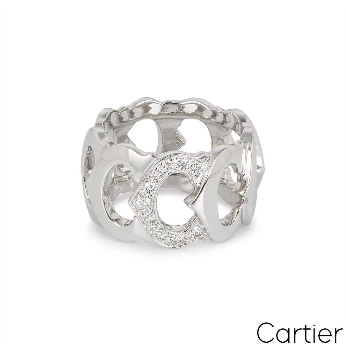 Contemporary Cartier White Gold Diamond C De Cartier Ring For Sale