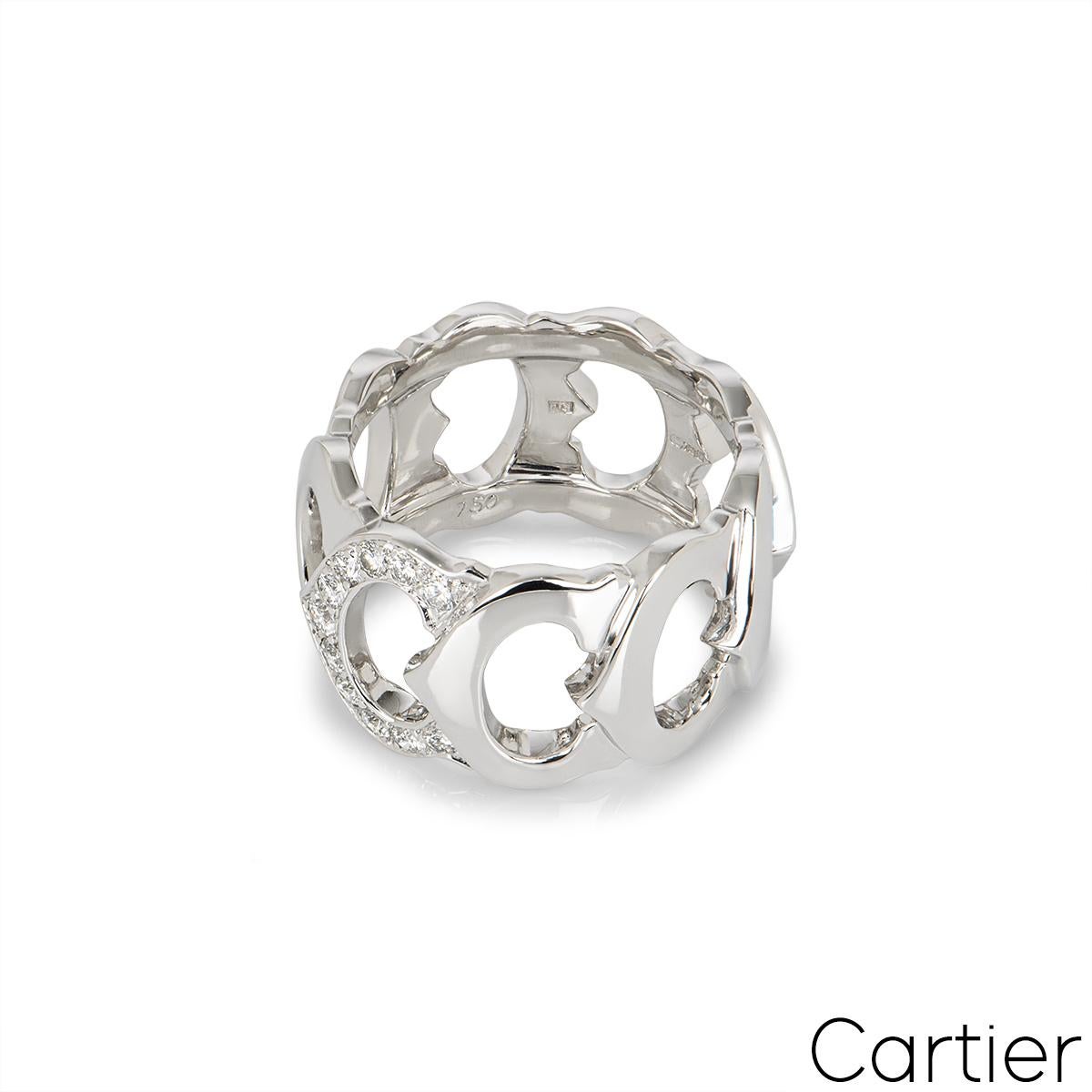 Contemporary Cartier White Gold Diamond C De Cartier Ring For Sale