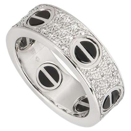 Cartier White Gold Diamond & Ceramic Love Ring Size 51 B4207600