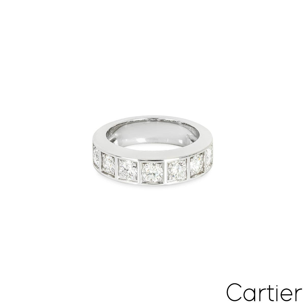 Brilliant Cut Cartier White Gold Diamond Half Eternity Ring 1.35ct For Sale