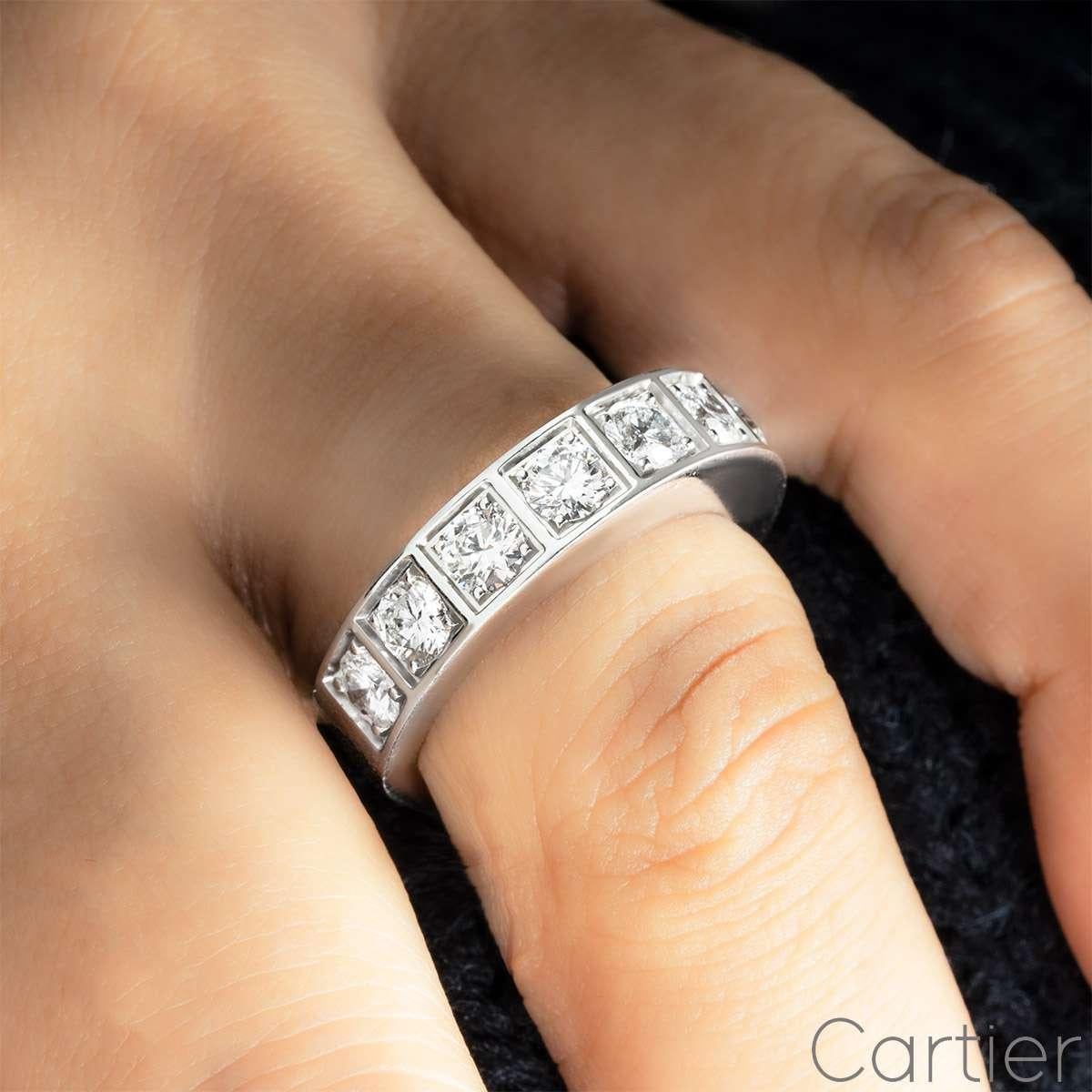 Women's Cartier White Gold Diamond Half Eternity Ring 1.35ct For Sale