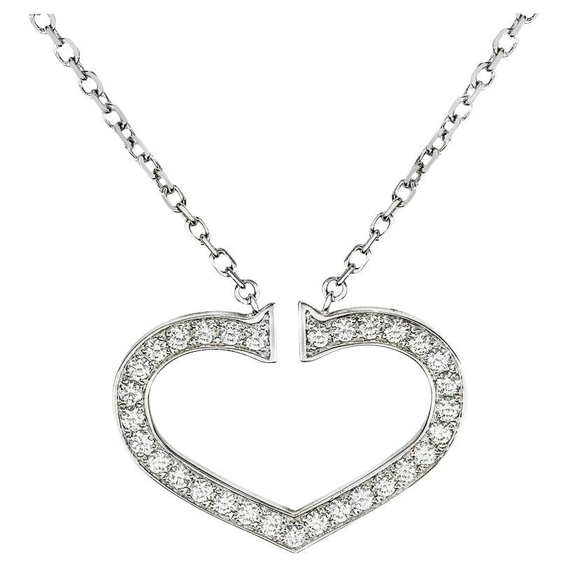 Cartier White Gold Diamond Hearts and Symbols Necklace 0.58ct G+/VS B3040600