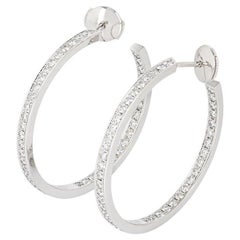 Cartier White Gold Diamond Hoop Earrings 1.80 Cts F/G