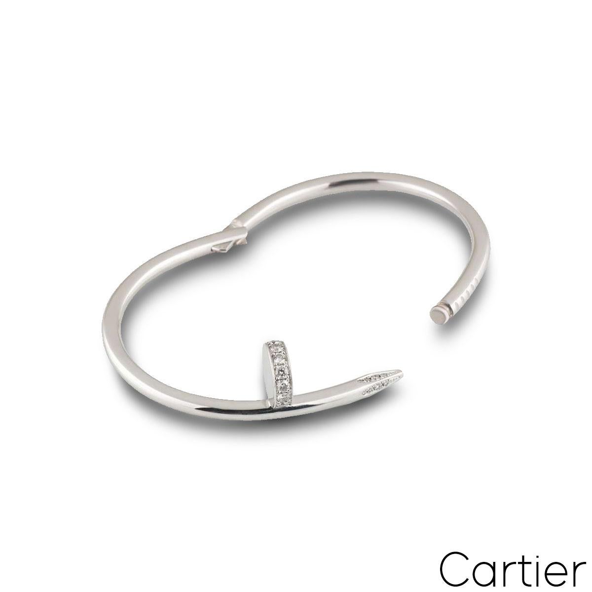 Taille ronde Cartier Bracelet Juste Un Clou en or blanc et diamants, taille 15 B6048715 en vente