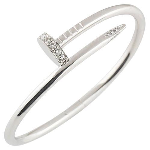 Cartier White Gold Diamond Juste Un Clou Bracelet Size 15 B6048715 For Sale