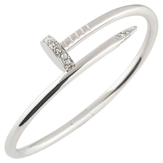 Cartier White Gold Diamond Juste Un Clou Bracelet Size 16 B6048716 For Sale
