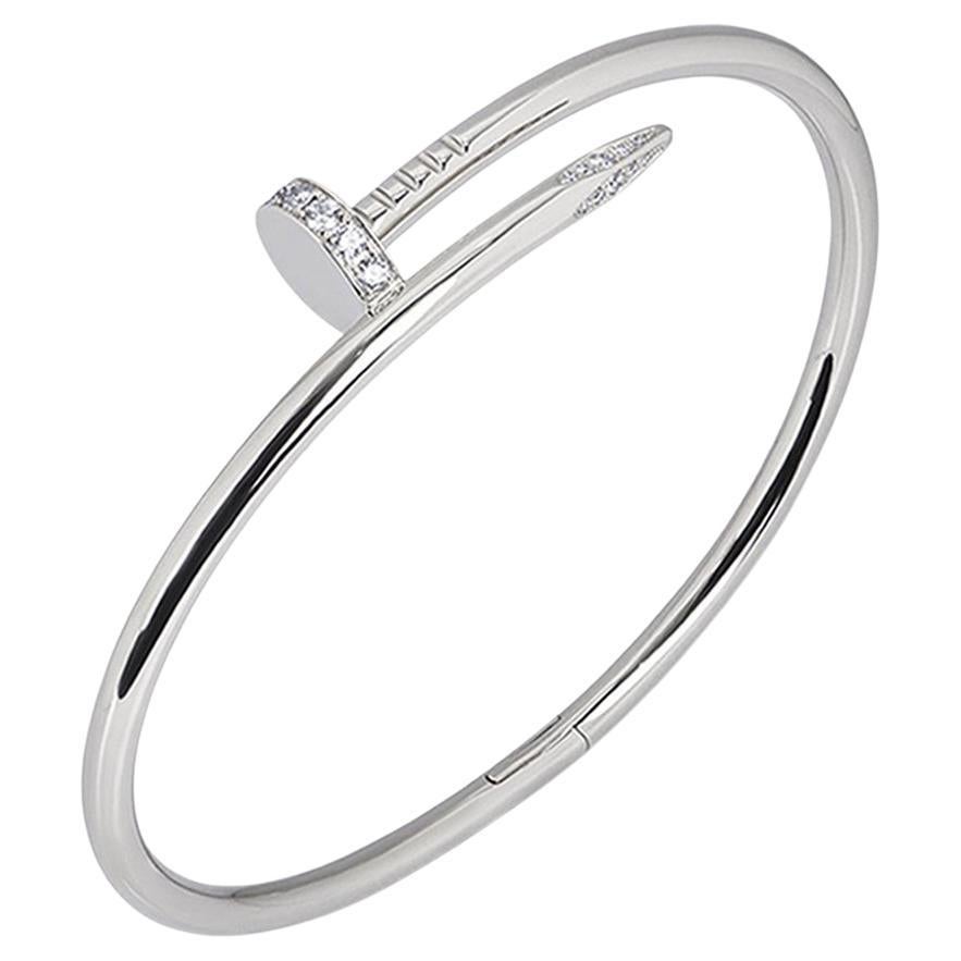 Cartier Bracelet Juste Un Clou en or blanc et diamants, taille 19 B6048719 en vente